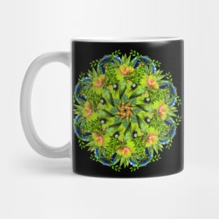 lime green parrots mandala Mug